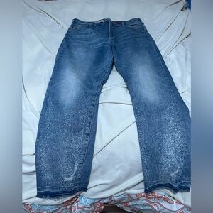 Anthropologie Pilcro Relaxed Splatter Blue Jeans 33/16